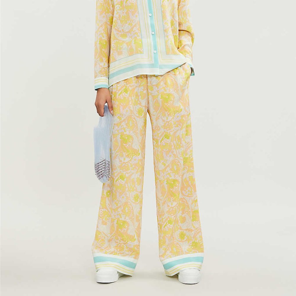 SAMSOE & SAMSOE - Hulla floral high-rise wide silk-crepe trousers